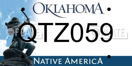 QTZ059 Oklahoma License Plate