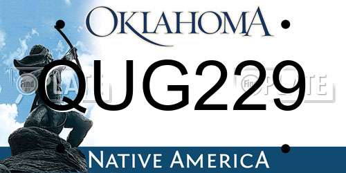 QUG229 Oklahoma License Plate