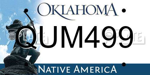 QUM499 Oklahoma License Plate