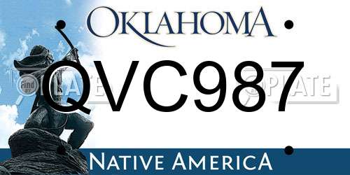 QVC987 Oklahoma License Plate