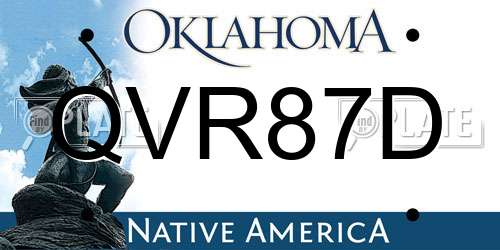 QVR87D Oklahoma License Plate