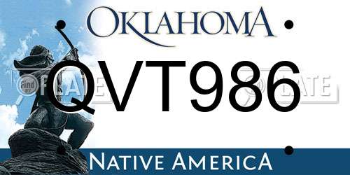 QVT986 Oklahoma License Plate