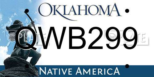 QWB299 Oklahoma License Plate