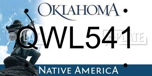 QWL541 Oklahoma License Plate