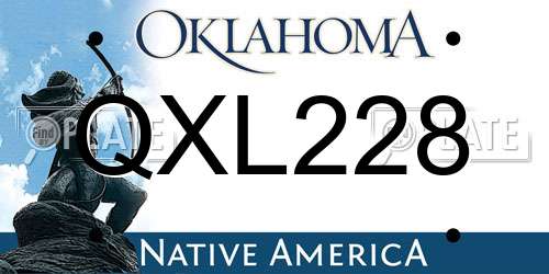 QXL228 Oklahoma License Plate