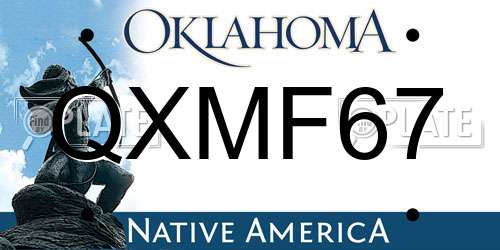 QXMF67 Oklahoma License Plate