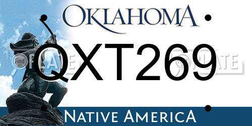 QXT269 Oklahoma License Plate