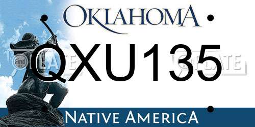 QXU135 Oklahoma License Plate