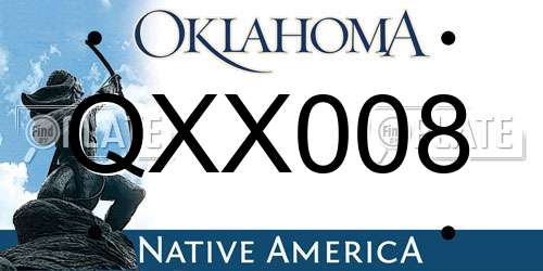 QXX008 Oklahoma License Plate
