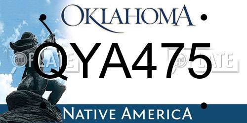 QYA475 Oklahoma License Plate