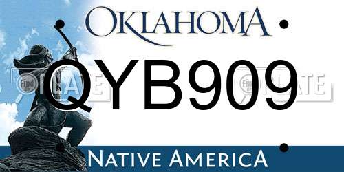 QYB909 Oklahoma License Plate