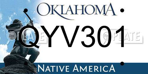 QYV301 Oklahoma License Plate