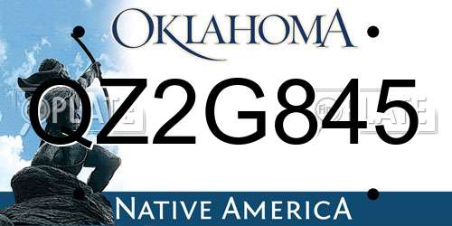 QZ2G845 Oklahoma License Plate