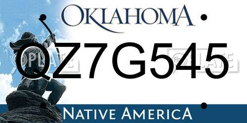 QZ7G545 Oklahoma License Plate