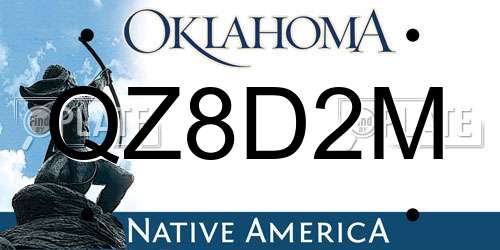 QZ8D2M Oklahoma License Plate