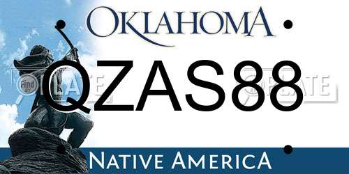QZAS88 Oklahoma License Plate