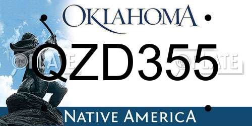QZD355 Oklahoma License Plate