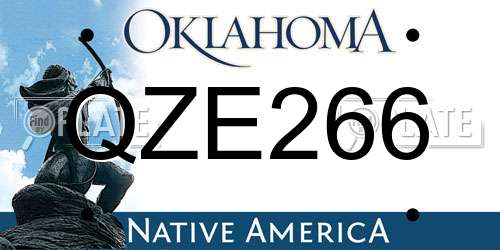 QZE266 Oklahoma License Plate