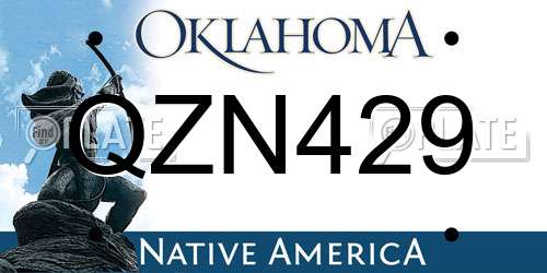 QZN429 Oklahoma License Plate