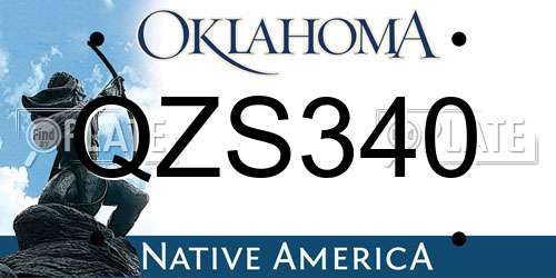 QZS340 Oklahoma License Plate