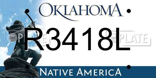 R3418L Oklahoma License Plate