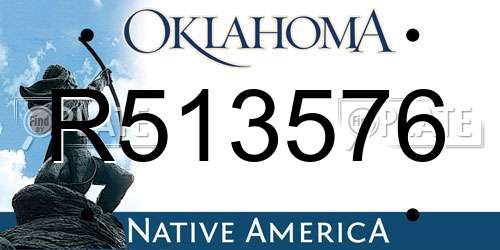 R513576 Oklahoma License Plate