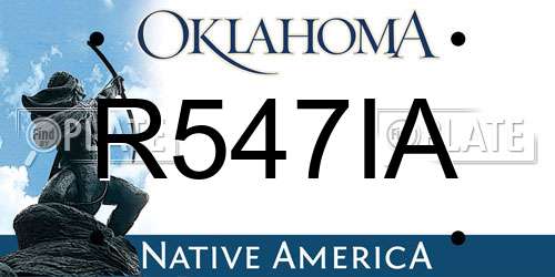 R547IA Oklahoma License Plate