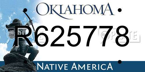 R625778 Oklahoma License Plate