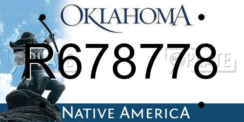 R678778 Oklahoma License Plate