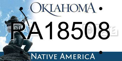 RA18508 Oklahoma License Plate