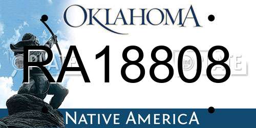 RA18808 Oklahoma License Plate