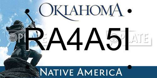 RA4A5I Oklahoma License Plate