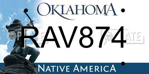 RAV874 Oklahoma License Plate