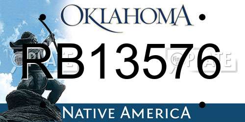 RB13576 Oklahoma License Plate
