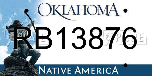 RB13876 Oklahoma License Plate