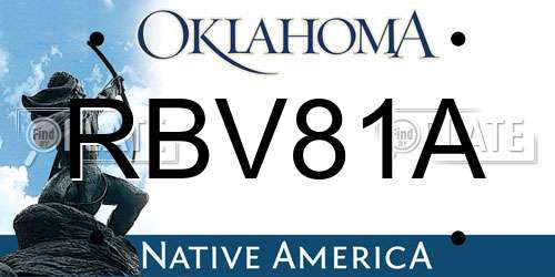 RBV81A Oklahoma License Plate