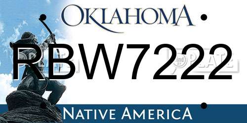 RBW7222 Oklahoma License Plate