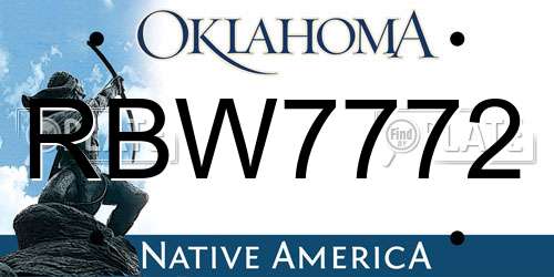 RBW7772 Oklahoma License Plate