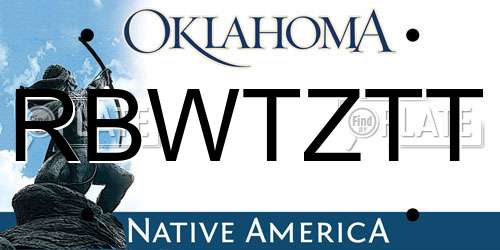 RBWTZTT Oklahoma License Plate