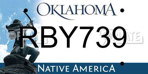 RBY739 Oklahoma License Plate