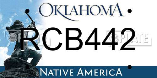 RCB442 Oklahoma License Plate