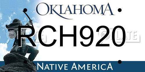 RCH920 Oklahoma License Plate
