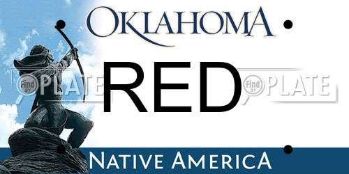 RED Oklahoma License Plate