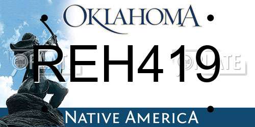 REH419 Oklahoma License Plate