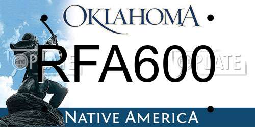 RFA600 Oklahoma License Plate