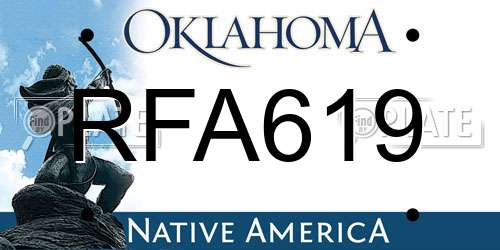 RFA619 Oklahoma License Plate