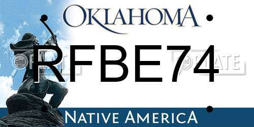 RFBE74 Oklahoma License Plate