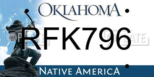 RFK796 Oklahoma License Plate