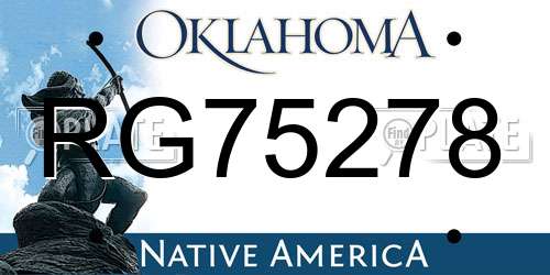 RG75278 Oklahoma License Plate