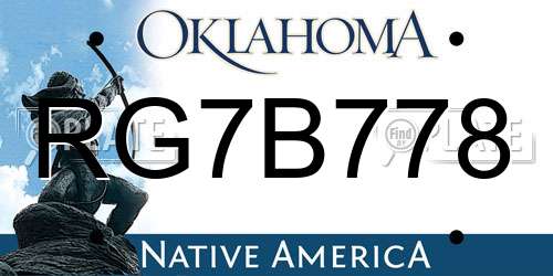RG7B778 Oklahoma License Plate